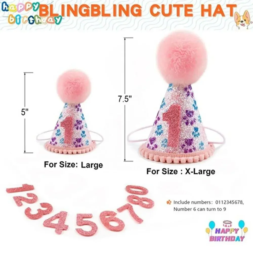 PurrNbark Dog Birthday Bandana Hat with Number Party Supplies Cute Doggy Bandana